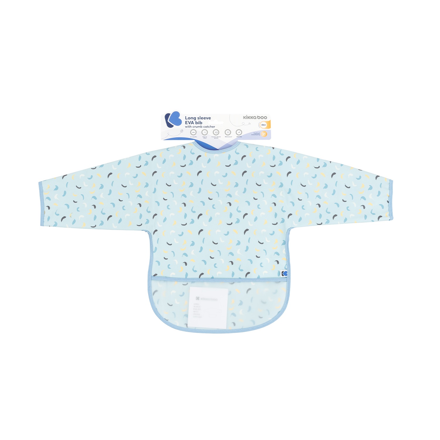 Kikka Boo Eva long sleeve bib with crumb catcher Savanna blue