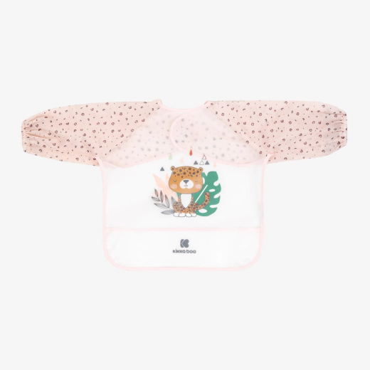 Kikka Boo Eva long sleeve bib with catcher Savanna Pink patterned sleeves