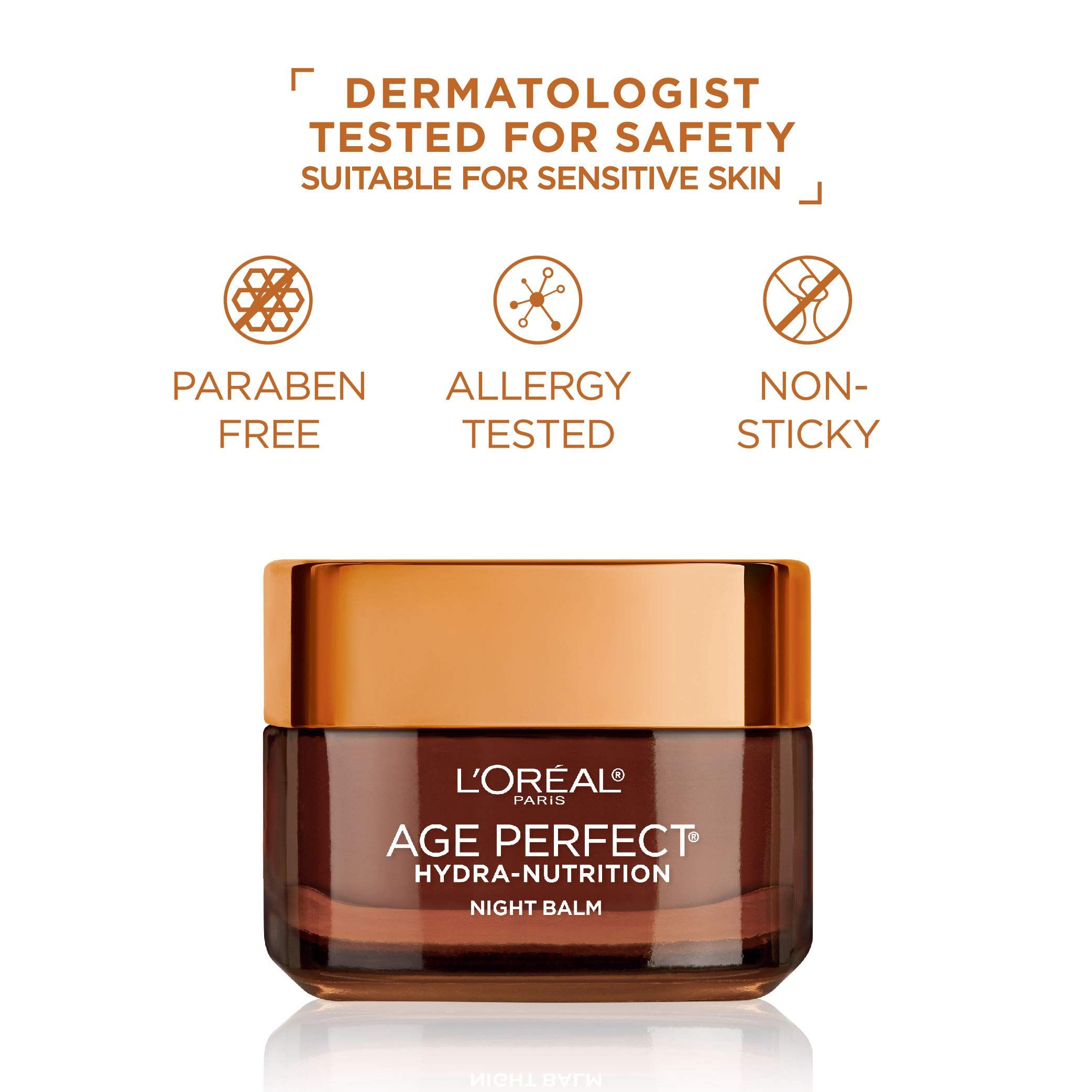 L'Oreal Paris Age Perfect Hydra-Nutrition Night Balm jar with gold lid