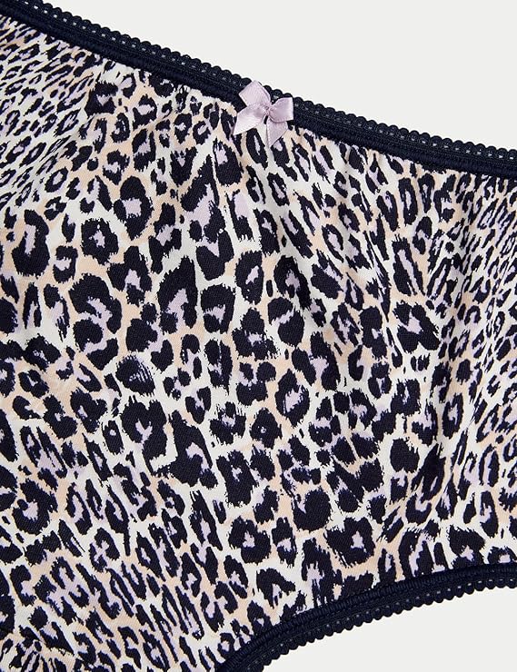 Mark Spencer 5 pack high rise shorts cotton lycra mix leopard print