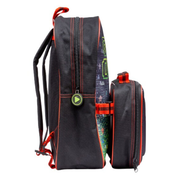 BMS Gaming Premium PV black backpack with red accents and detachable pouch