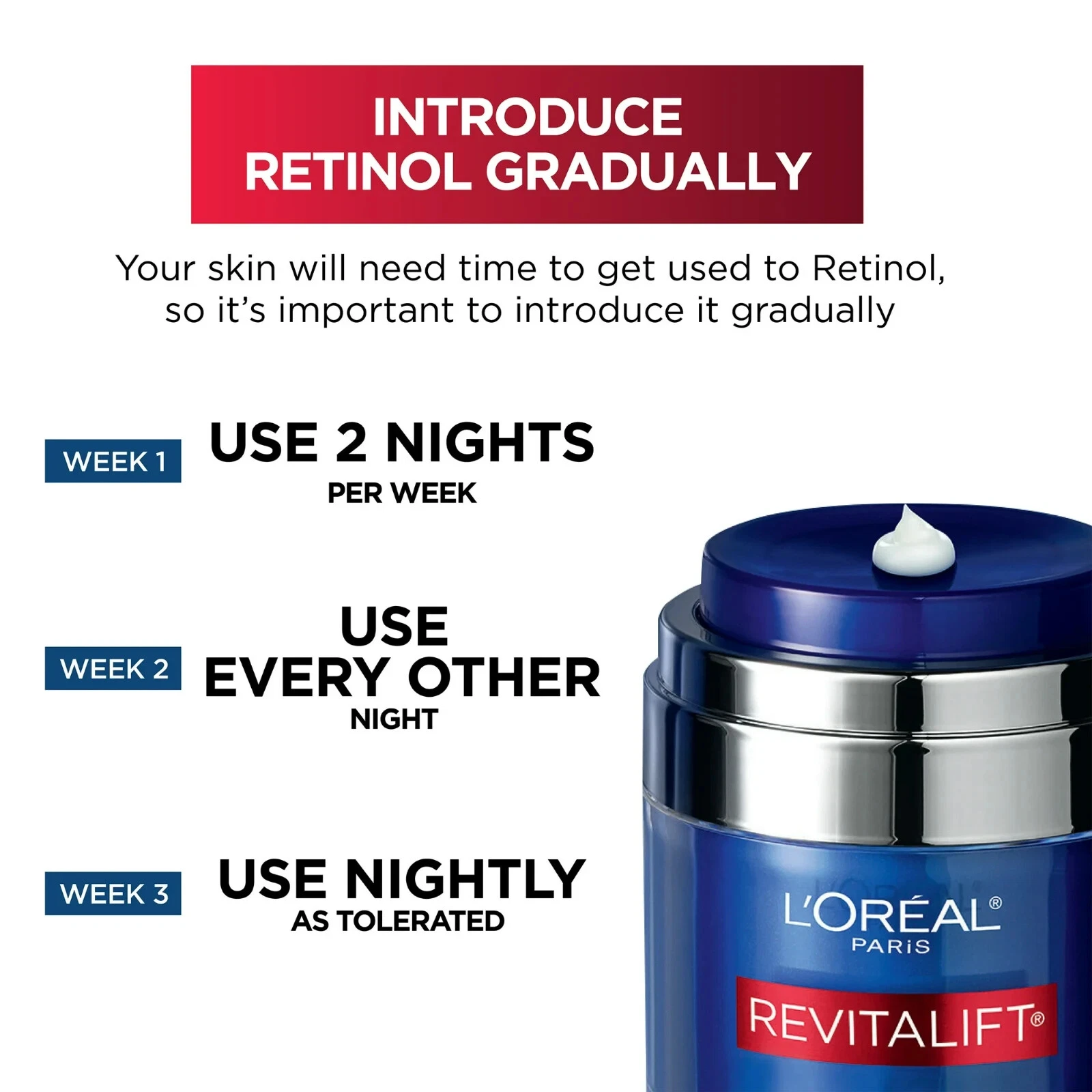 L'Oreal Paris Revitalift pressed night cream with retinol in blue jar