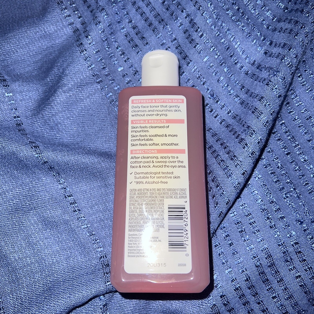 L'Oreal Paris Hydrafresh alcohol-free daily face toner with white cap