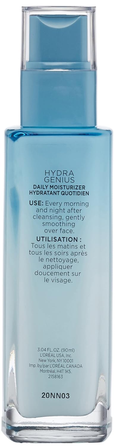 L'Oreal Paris Hydra Genius Daily Moisturiser 90ml blue bottle pump dispenser