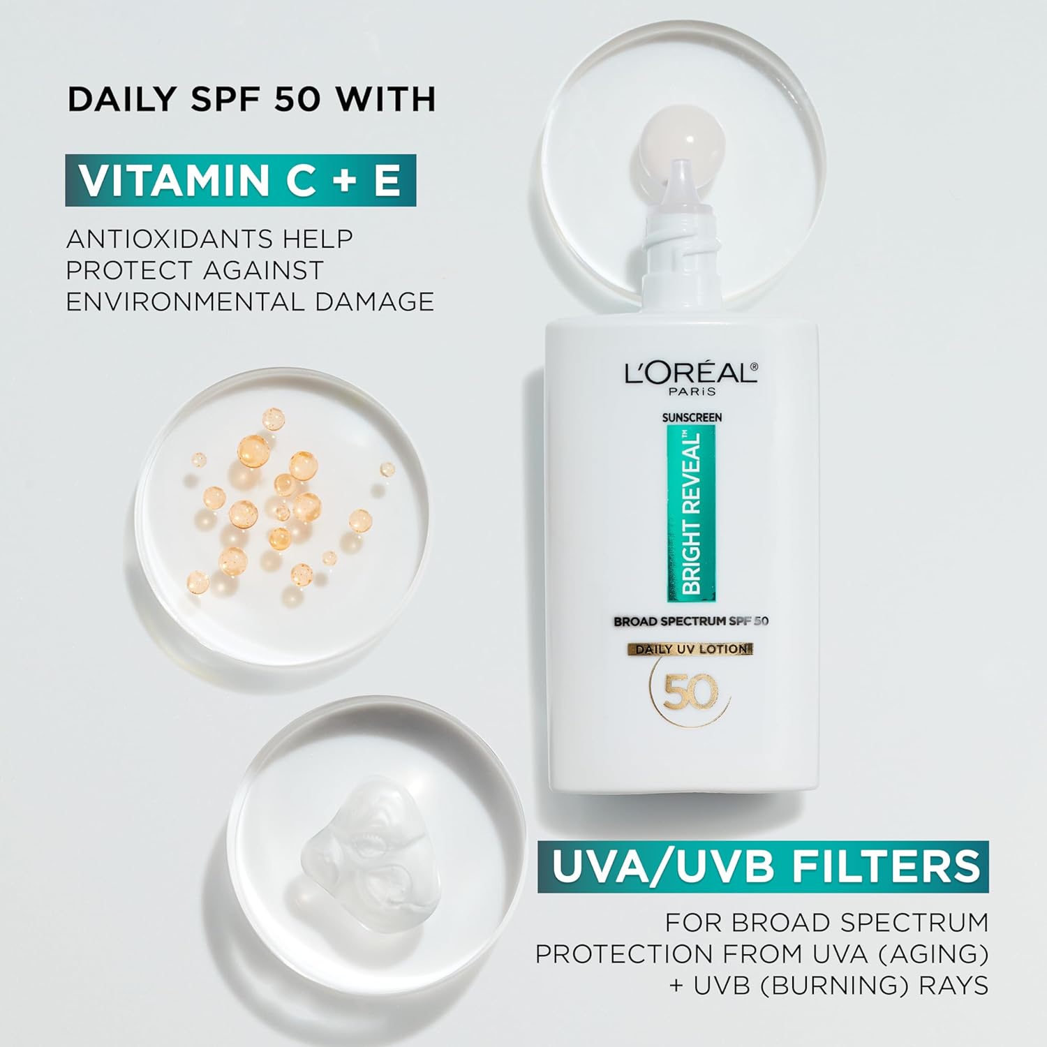L'Oreal Paris Bright Reveal SPF 50 Daily UV Lotion sunscreen 1.7 fl oz