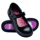 Bucle My Shoes black riptape fastening school shoe with pink sole