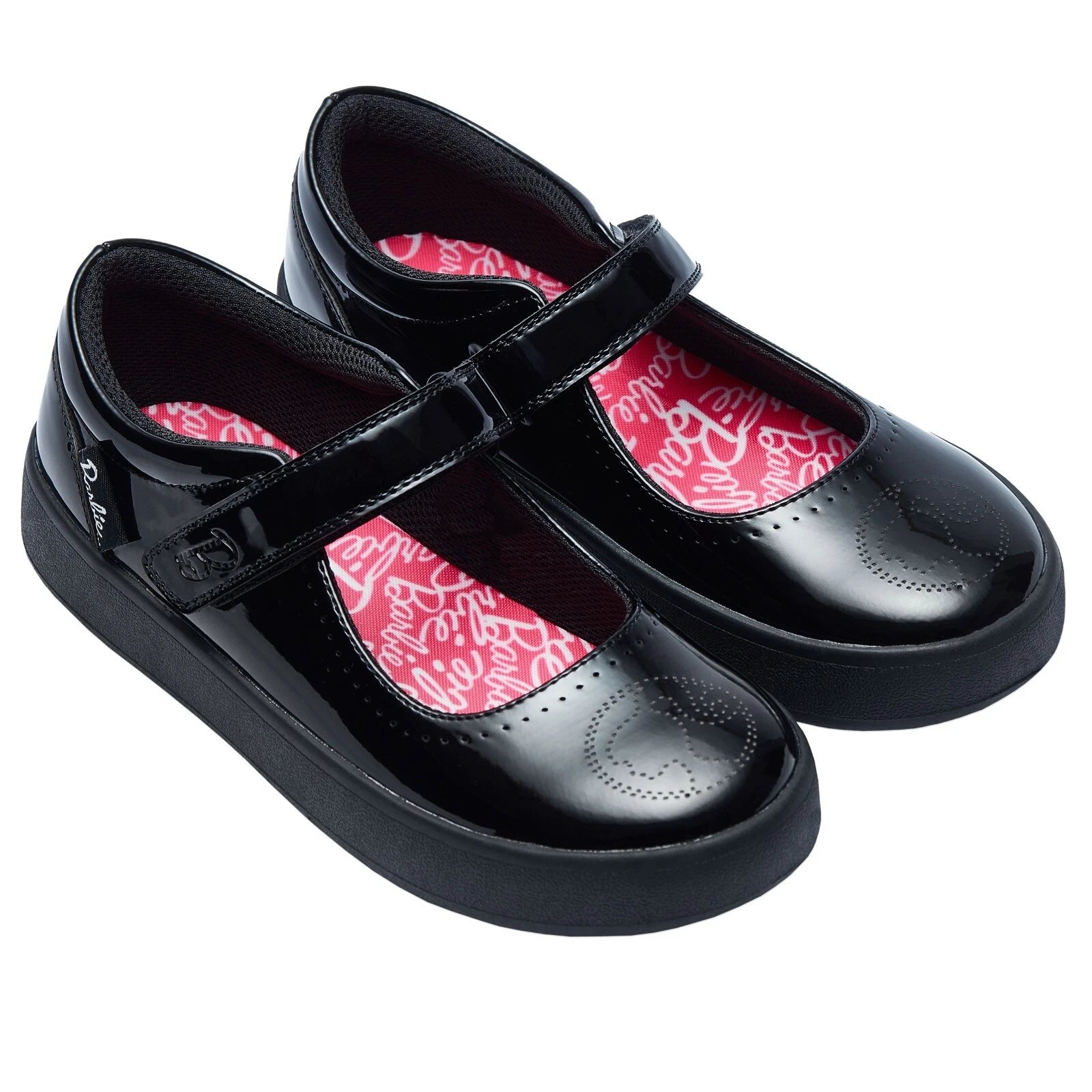Bucle My Shoes black school shoes with riptape fastening, pair shown