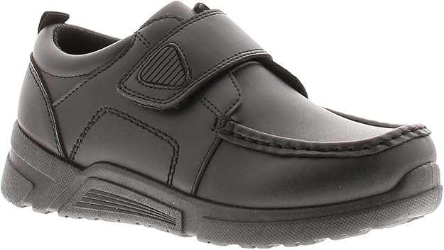 Buckle My Shoe black boys school shoe with velcro strap