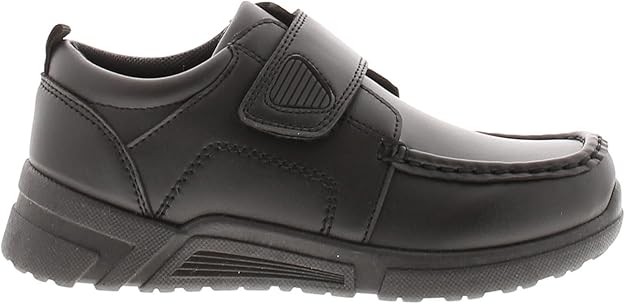 Buckle My Shoe black leather boys school shoe with velcro strap