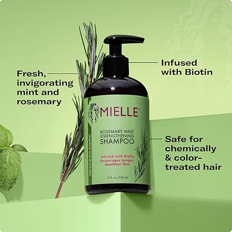 Mielle Rosemary Mint Strengthening Shampoo 12oz with biotin infusion