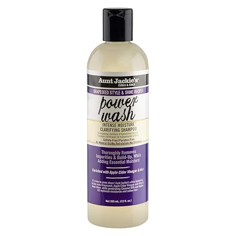 Aunt Jackie's Grapeseed power wash intense moisture clarifying shampoo bottle