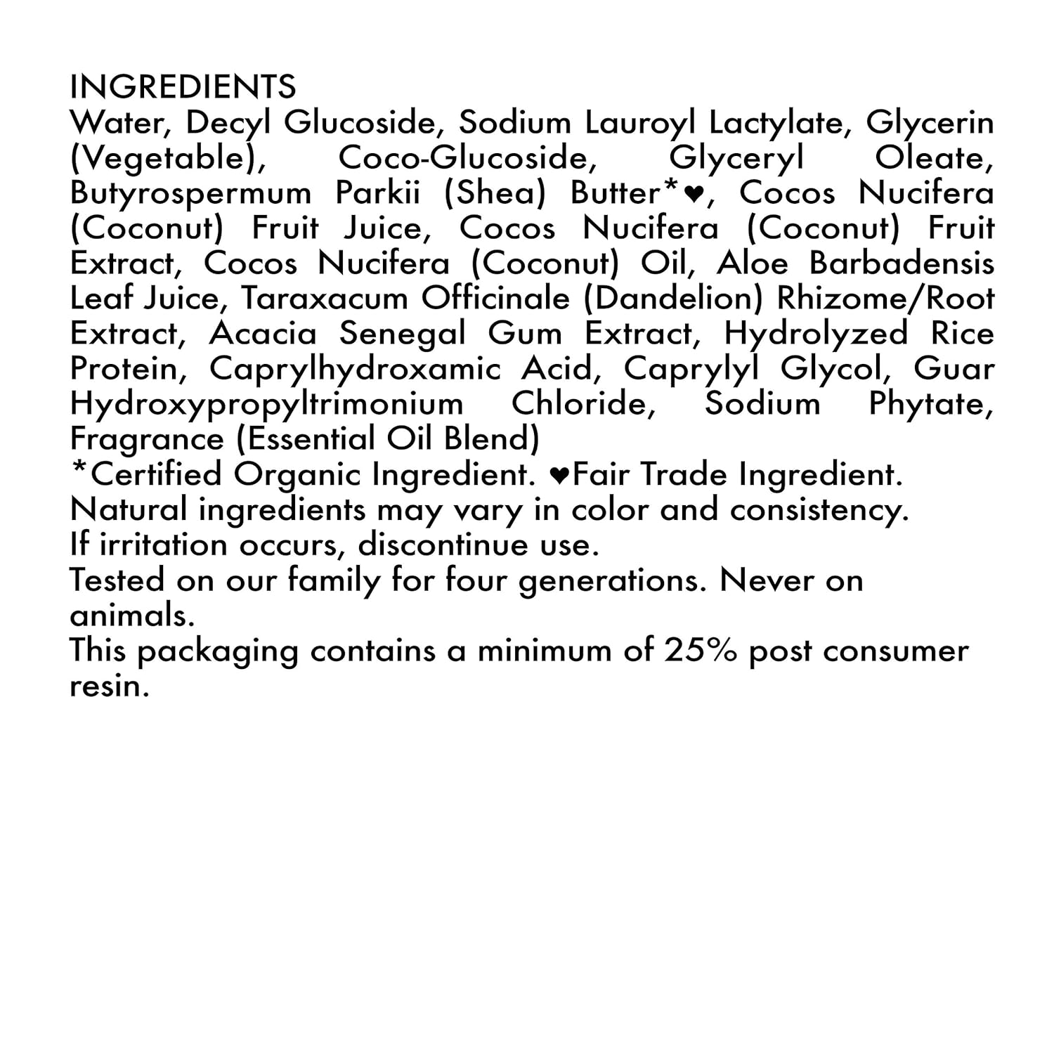 S M Virgin Coconut Oil Wash 13oz bottle with ingredients list
