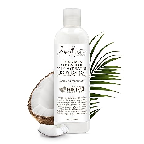 S M Virgin Coconut Oil body lotion 13oz bottle with pump dispenser