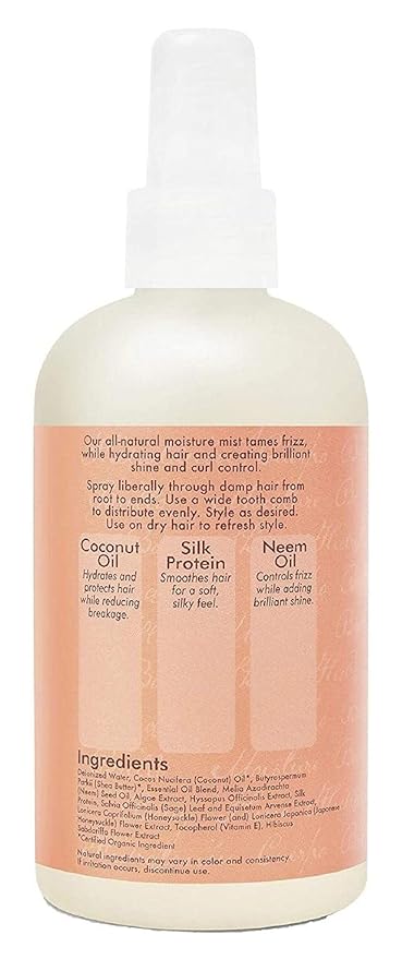 Shea Moisture coconut and hibiscus hold and shine moisture mist spray bottle