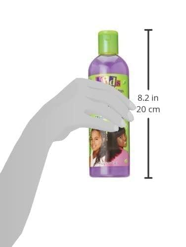Purple haircare bottle with green cap, 20cm tall, leave-in conditioner or styling product