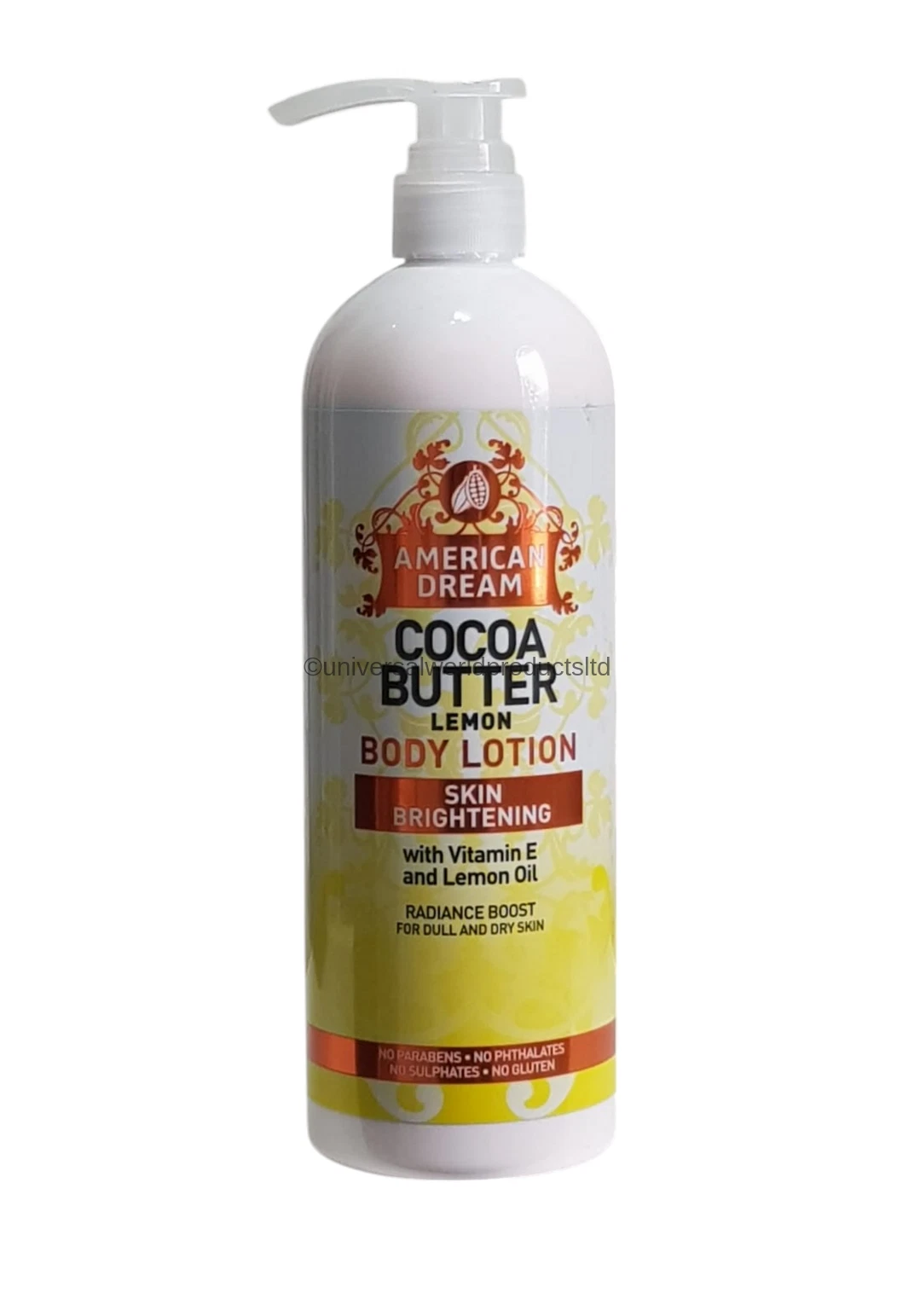 American Dream Cocoa Butter Lemon Body Lotion 750ml with pump dispenser