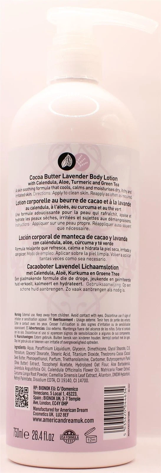 American Dream Cocoa Butter Lavender Body Lotion 750ml pump bottle