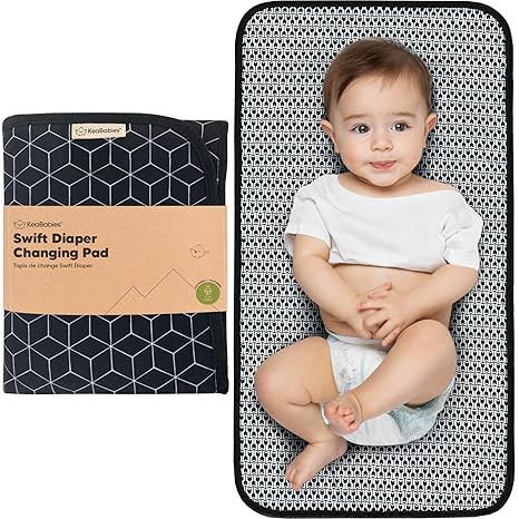 KeaBabies Swift black geometric pattern travel diaper changing pad for nappy bag