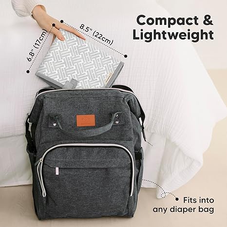 KeaBabies Swift compact travel changing pad with grey geometric pattern