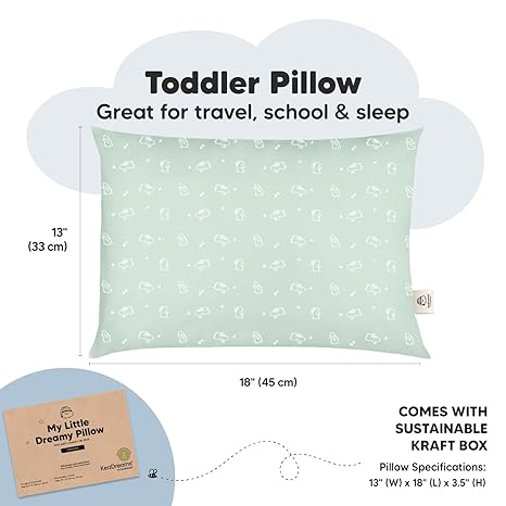 KeaBabies toddler pillow sage green with animal print travel pillow kids