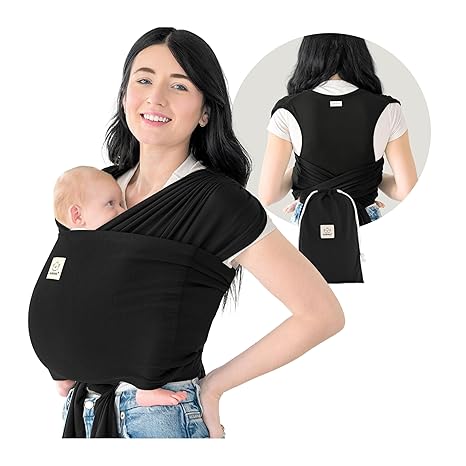 keaBabies D-Lite black baby wrap carrier, newborn to toddler 7-44lbs