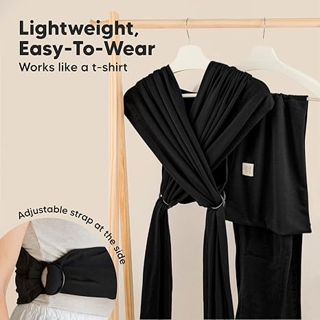 keaBabies D-Lite black baby wrap carrier for newborn to toddler
