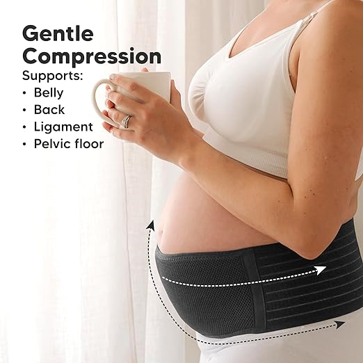 KeaBabies EASE maternity belly band support belt in black for pregnancy