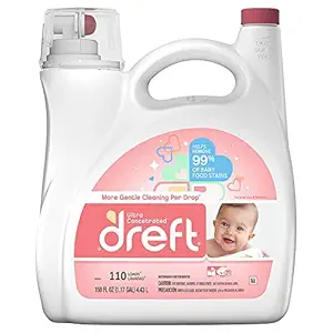 Dreft Ultra Concentrated Liquid Laundry Detergent 125 loads bottle with pump dispenser