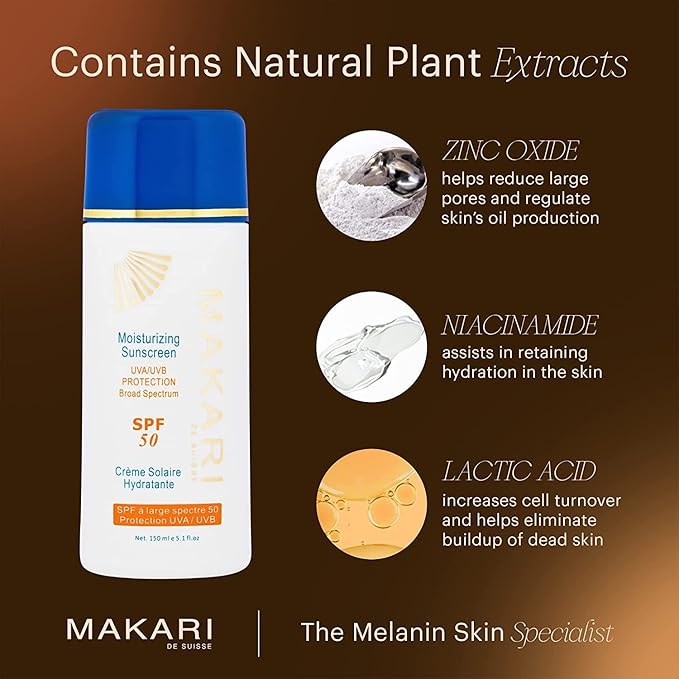 Makari Exclusive Moisturizing Sunscreen SPF 50, 150ml bottle with blue cap