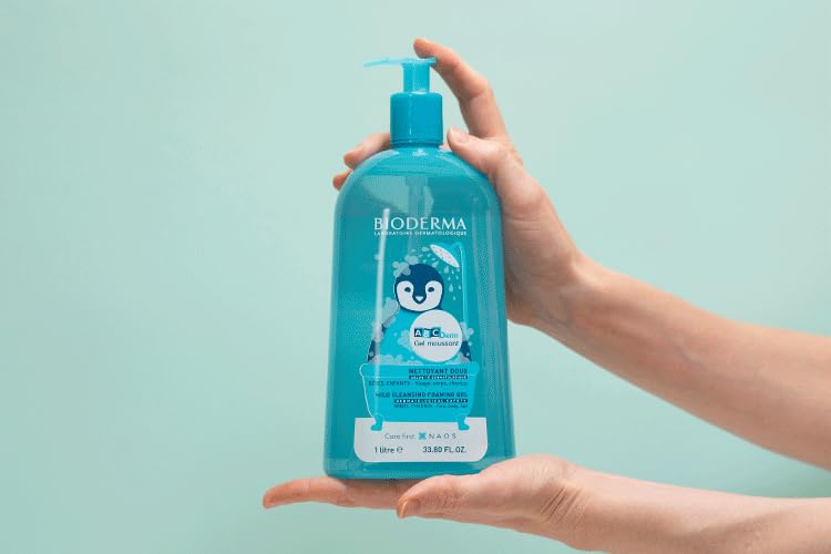 Bioderma ABCDerm turquoise foaming gel for babies and children, 1 litre pump bottle