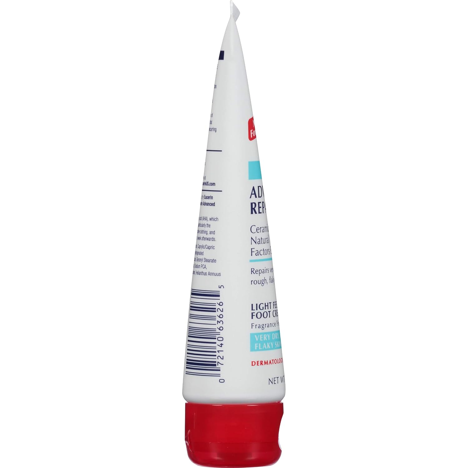Eucerin Advanced Repair Light Feel Foot Creme 3 oz tube with red cap