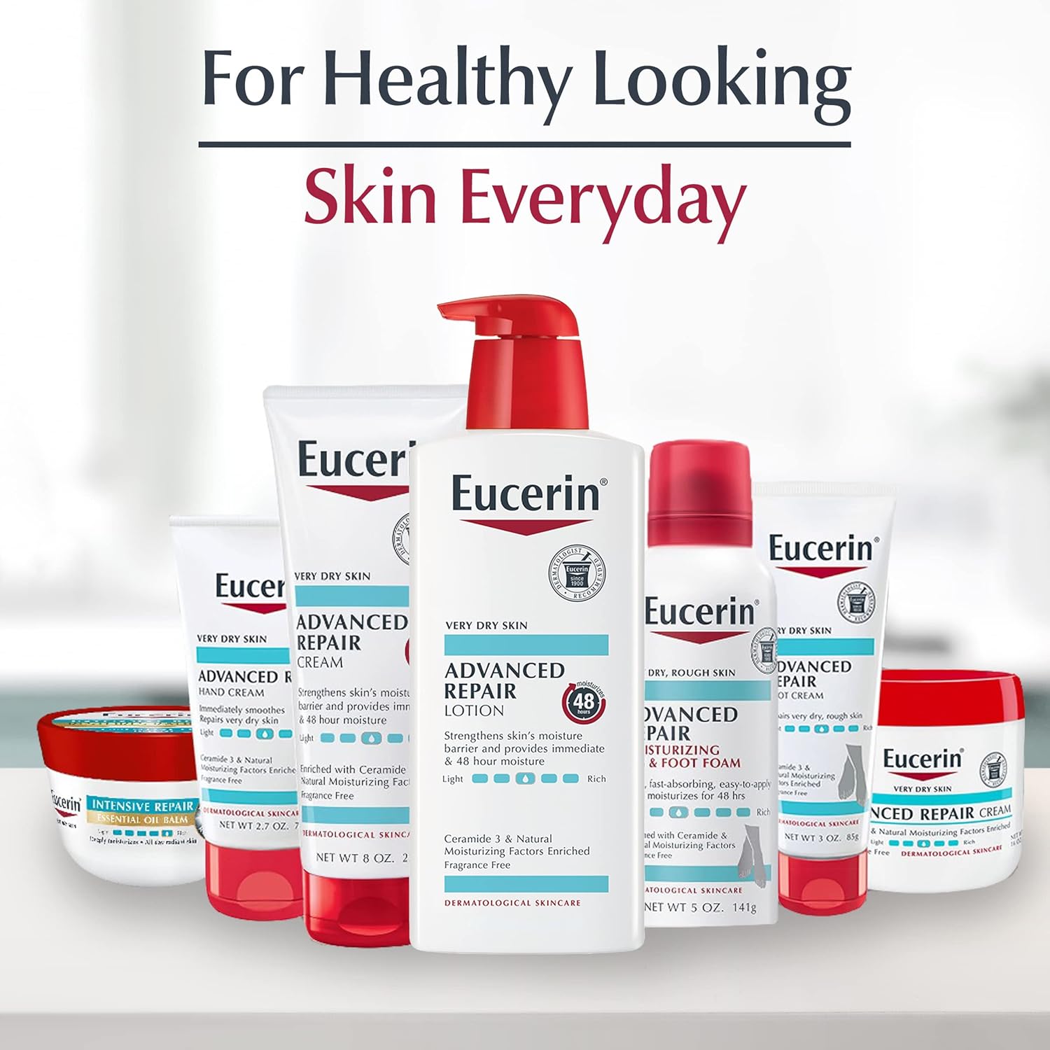 Eucerin Advanced Repair Light Feel Foot Creme 3 oz jar with red lid