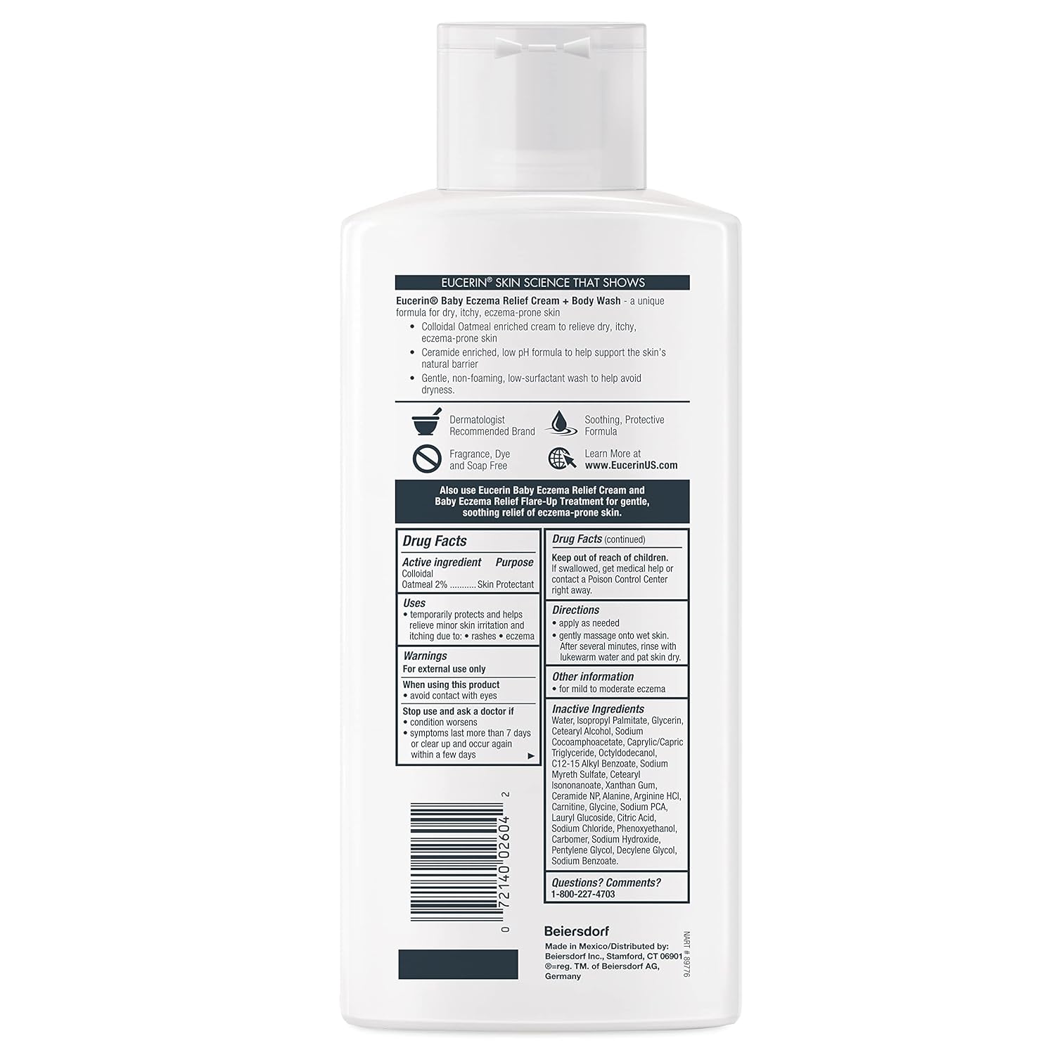 Eucerin Baby Eczema Relief Cream and Body Wash 13.5 fl oz bottle with pump dispenser
