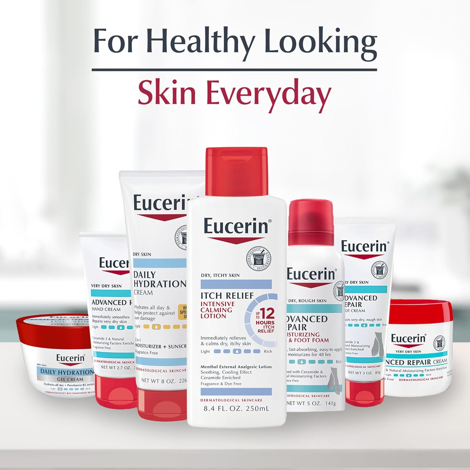 Eucerin Itch Relief Intensive Calming Lotion 250ml bottle with red cap