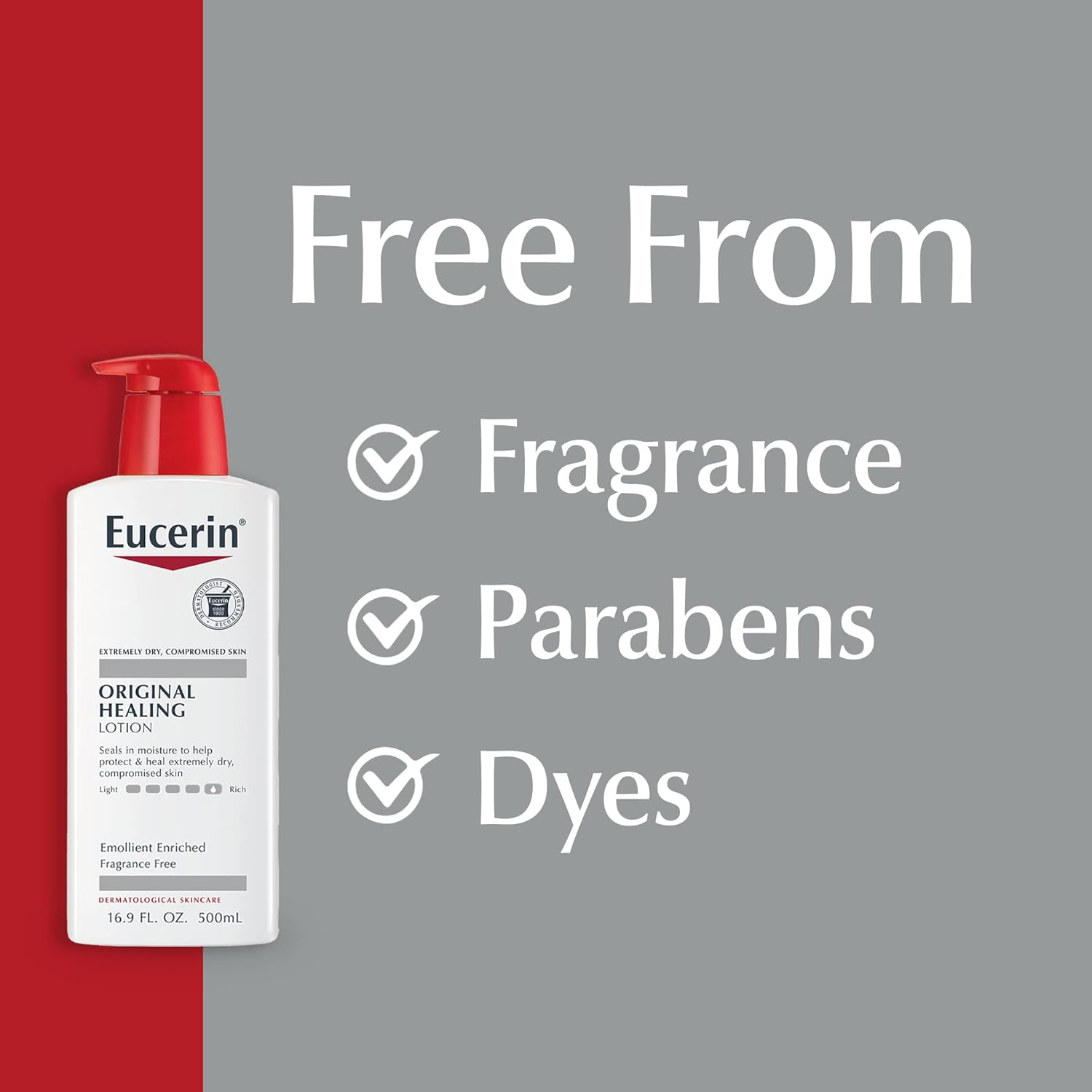 Eucerin Original Healing Rich Body Lotion 500ml pump bottle for extremely dry skin