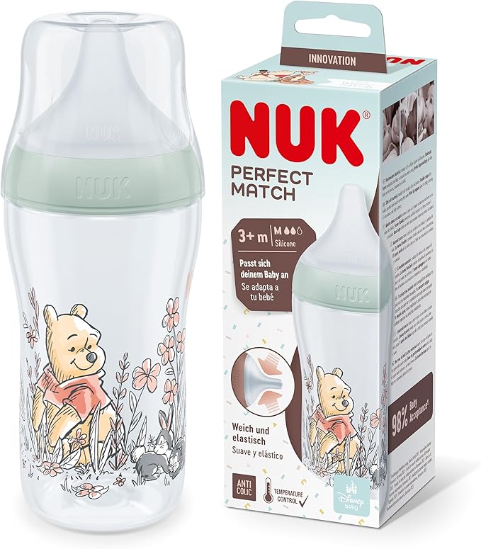 NUK Perfect Match Temperature Control 260ml bottle, Minnie Mouse design, mint green