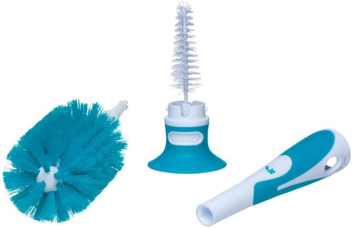 Bébé Confort 2 in 1 bottle brush with suction cup, teal and white