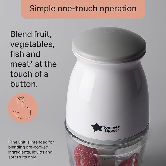Tommee Tippee Quick Chop Food Blender with white and grey design
