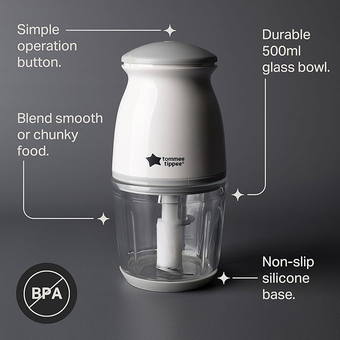 Tommee Tippee Quick Chop Food Blender with 500ml glass bowl, white