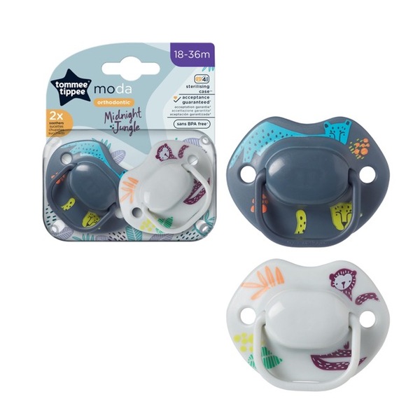 Tommee Tippee Moda Orthodontic soothers 18-36 months two pack