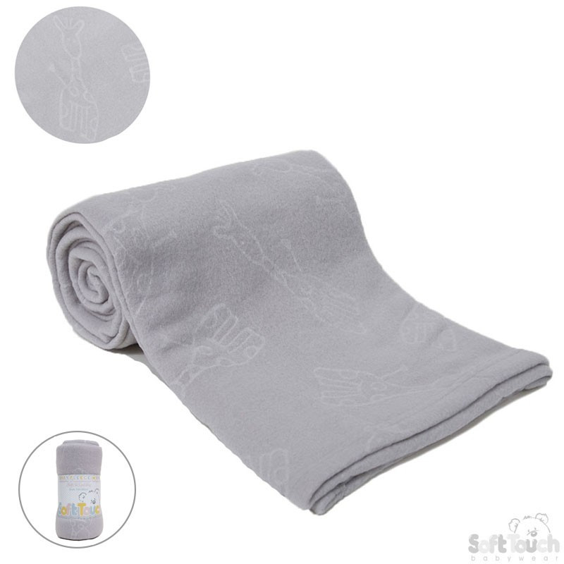 Soft Touch Adorable Baby grey alphabet embossed wrap blanket