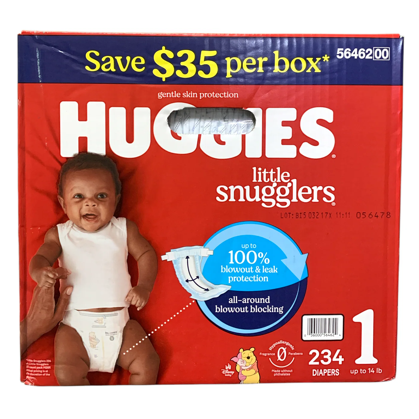 Huggies Little Snugglers Size 1 baby nappies, 234 count pack