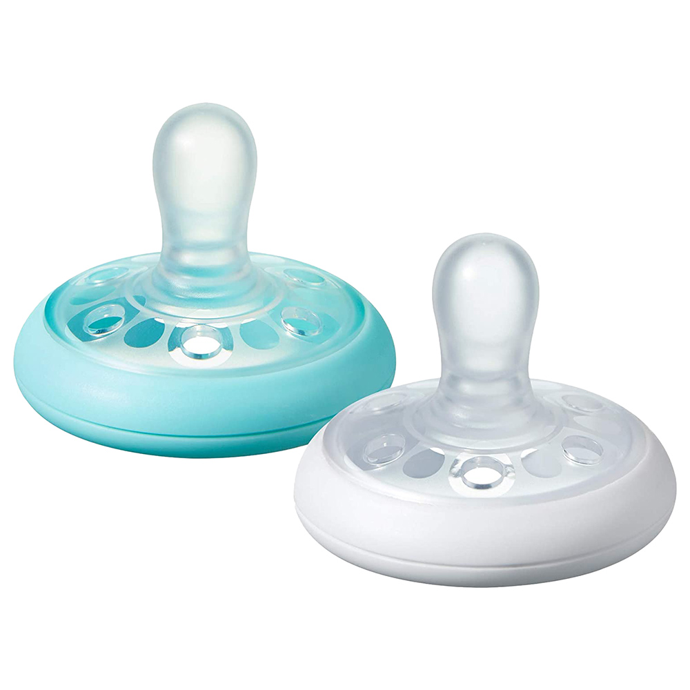 Tommee Tippee breast-like soother 6-18 months pack of two turquoise white