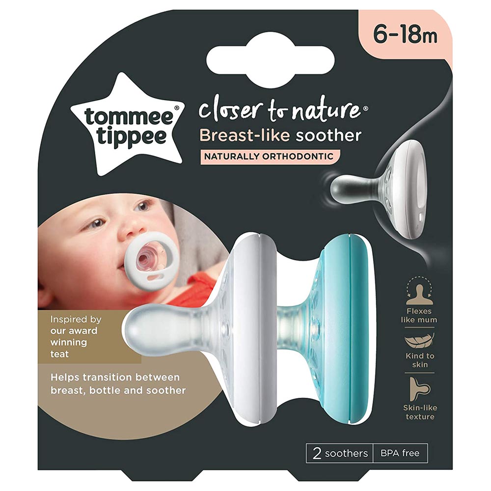 Tommee Tippee Closer to Nature breast-like soother pack of 2, 6-18 months