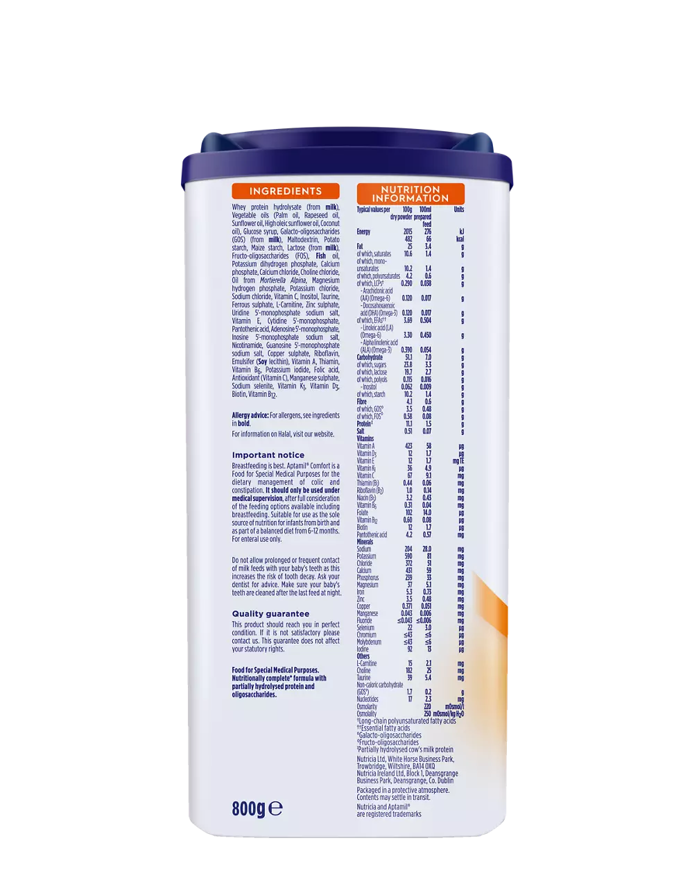 Aptamil Comfort Formula 800g infant milk powder for birth to twelve months