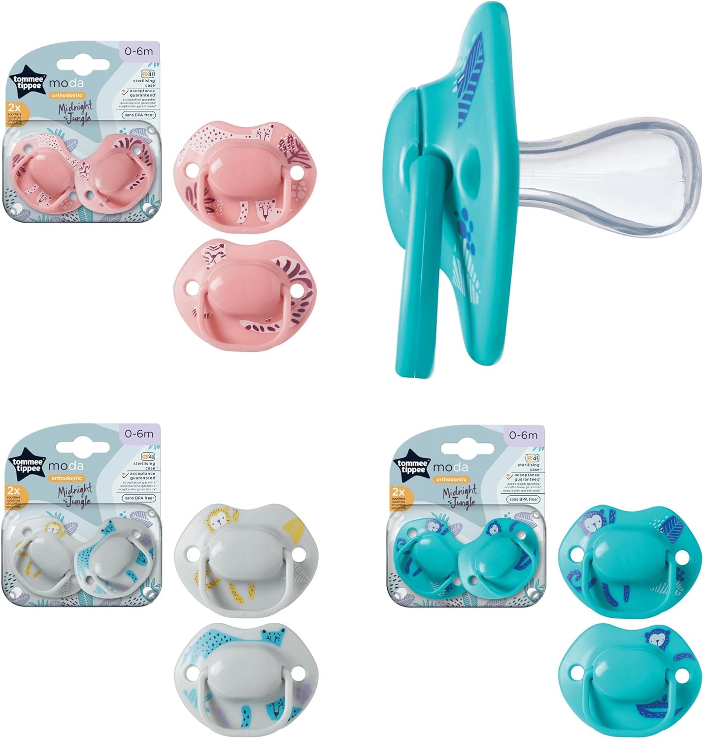 Tommee Tippee Closer to Nature orthodontic soothers 0-6 months, pink and turquoise, pack of two
