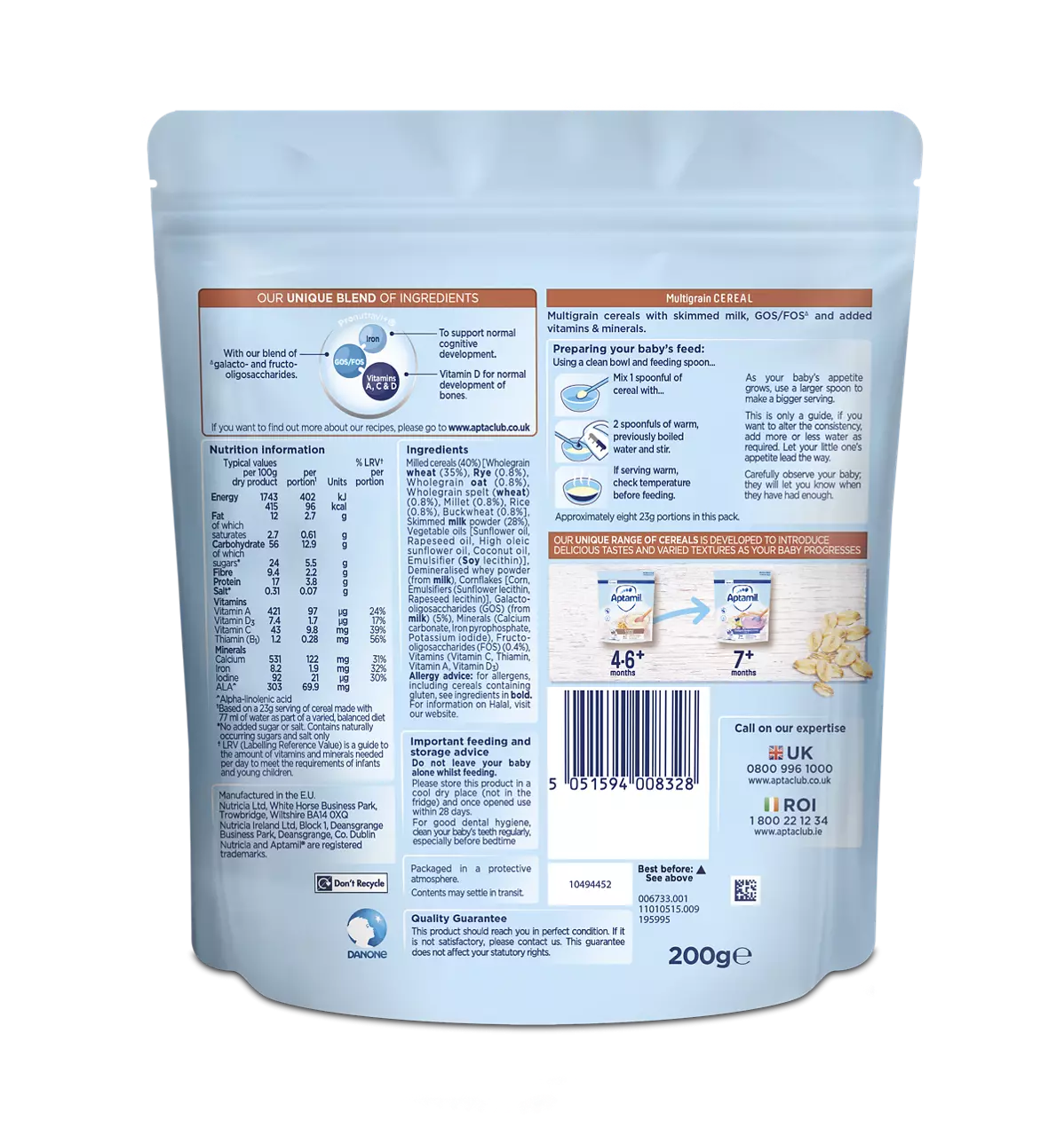 Aptamil Multigrain Cereal 200g baby food from 7 months old