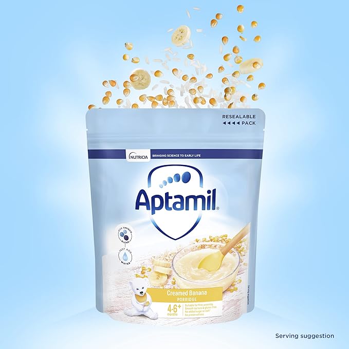Aptamil Creamed Banana Cereal infant porridge 125g resealable pack 4-6+ months