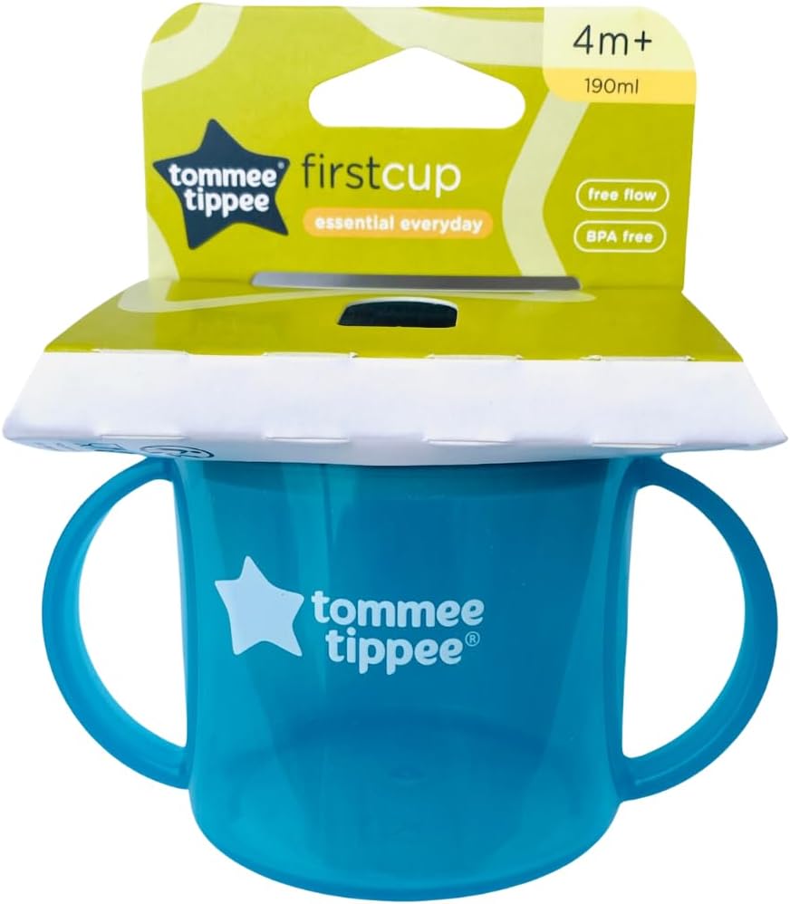 Tommee Tippee First Cup blue free flow sippy cup 190ml with handles