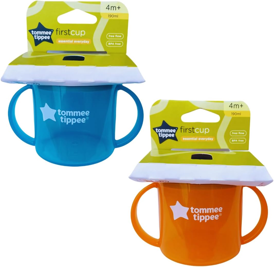 Tommee Tippee First Cup 190ml sippy cup blue and orange with handles